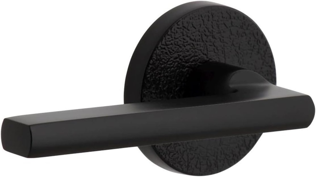 Viaggio CLOMLTMIL_PRV_234_LH Motivo Left Handed Solid Brass Privacy Door Lever Set with Milano Lever and Circolo Leather Rosette - 2-3/4" Backset - Satin Black