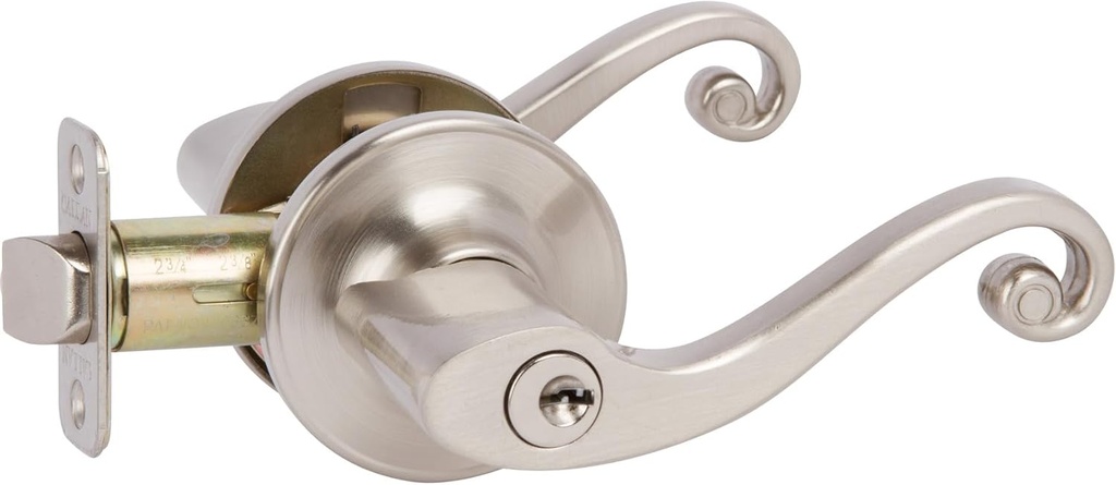 Delaney Callan Hardware Lexington Entry Door Lock, Fits Door 1-3/8 to 1-3/4 in. Thick, Satin Nickel Finish – Reversible Left/Right-Handed Front Door & Garage Door Lever – Easy to Install Door Lock