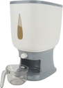 Household Rice Dispenser, Large Capacity Automatic Rebound Food Storage Container, Grain Dispenser Bucket with Cup for Kitchen Soybean Corn, Easy Operation and Transparent(Gray)