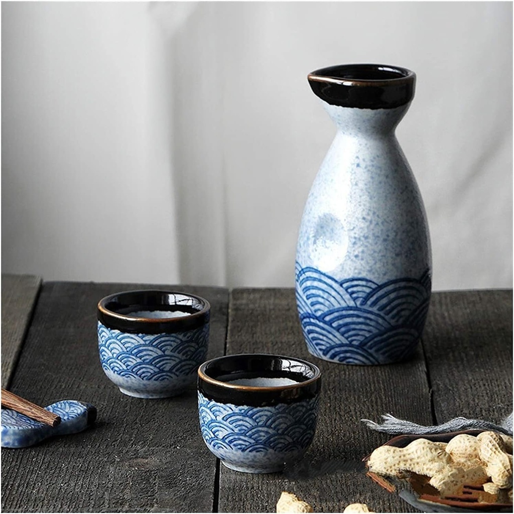 Sake Wine Set Wine Glass Ceramic 40Ml Sake Cup 240Ml Pot Japan Style Sake Wine Set Wine Shochu Jug Spirits Distilled Liquor Household Wine Drinks Home Decor/1Po