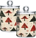 Christmas Tree 2PC Airtight Transparent Storage Jar, Food Storage Container, Can Store Candy, Salt, Coffee Beans, With lid, Easy To Use