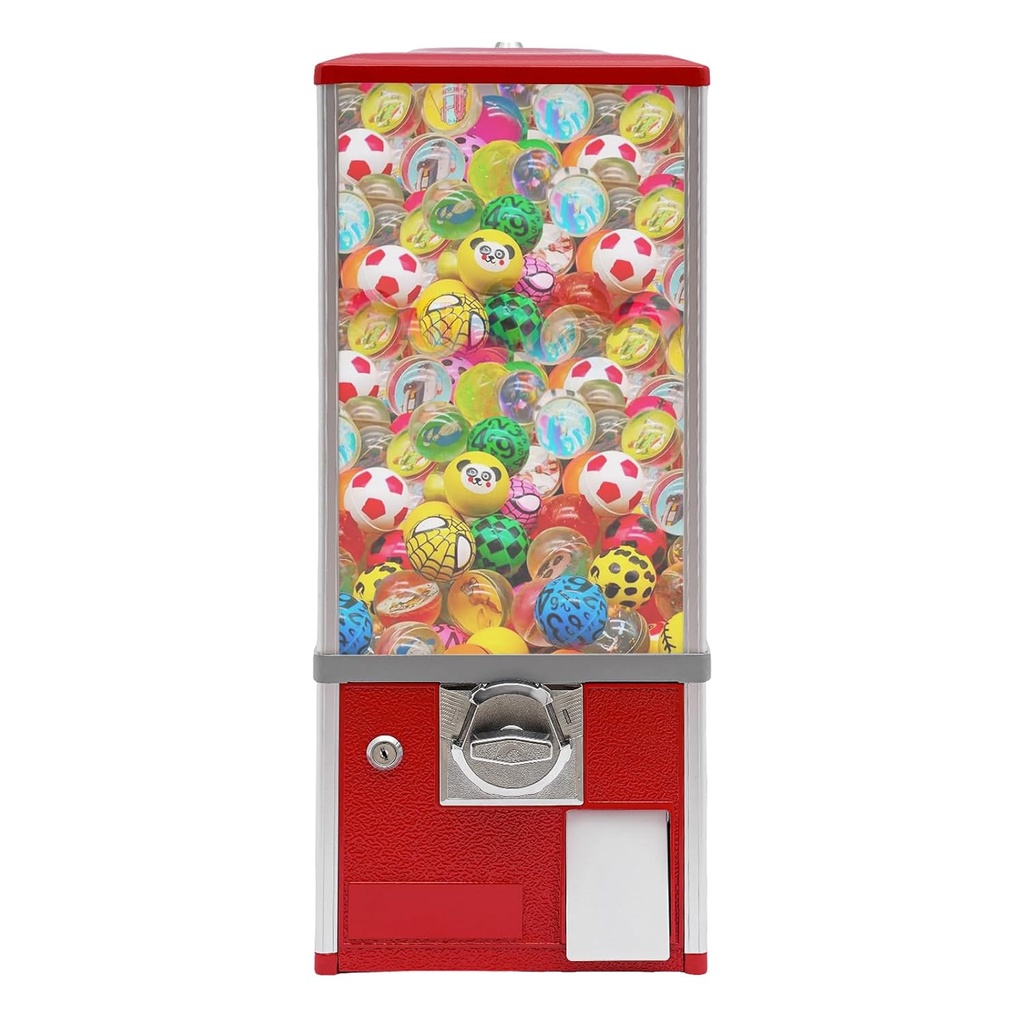 Vending Machine Commercial Gumball Machine, 25 Inch Huge Toy Capsule Vending Machine Dispenser Prize Machine Candy Machine for Business,Capsules Gumballs(4 25-Cent） (Red)