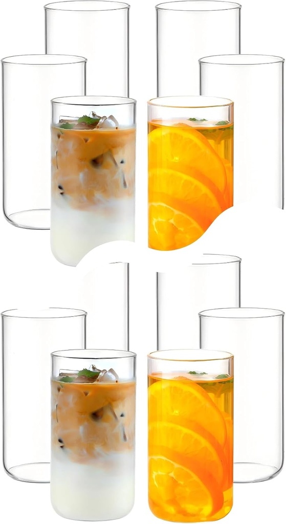 large coffee glass cups | 650 ml | 22oz | Set of 12 | Sustainable Drinking Glasses | Home Eco-Friendly Round R-angled Glasses,BPA-free,boronsilicate glass