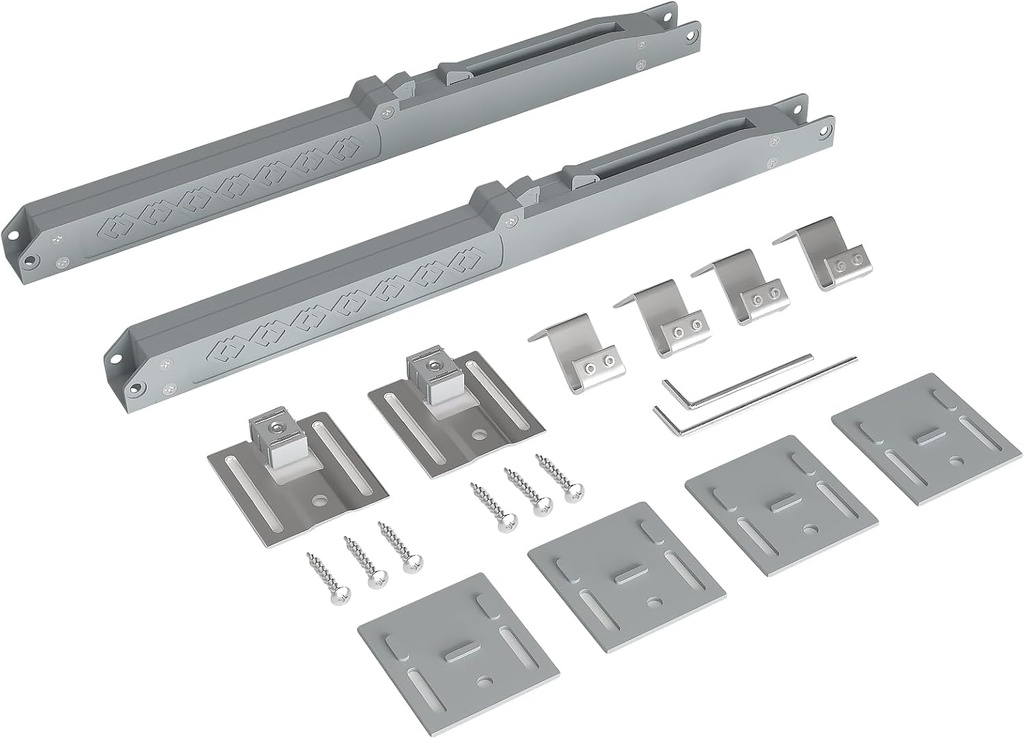 2PCS Barn Door Soft Close Mechanism, Upgraded Universal Weight Compatibility Support Door up to 160lbs, Effortless Opening Smooth Closing Hole-Free Sliding Hardware Spring Buffer Damper, Silver Gray