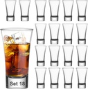 18 Pack Shot Glasses, 2 OZ Heavy Base Clear Shot Cups for Whiskey, Tequila, Vodka, Espresso - Durable Glasses Drinking Set for Home, Bars & Parties