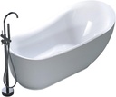 Vanity Art 71 inch Free standing Tub Acrylic Bathtub Modern Stand Alone Soaking Tub With Polished Chrome UPC Certified Round Overflow and Pop-Up Drain VA6512-L (Faucet not included)