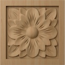 Ekena Millwork ROS05X05DGAL Large Dogwood Flower Square Rosette, 5 1/8"W x 5 1/8"H x 1"P, Alder