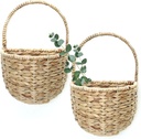 Woven Wicker Wall Hanging Basket Storage for Garden,Hanging Basket,Wall Hanging Baskets for Decorative Plants And Flowers,Semiround,Set of 2