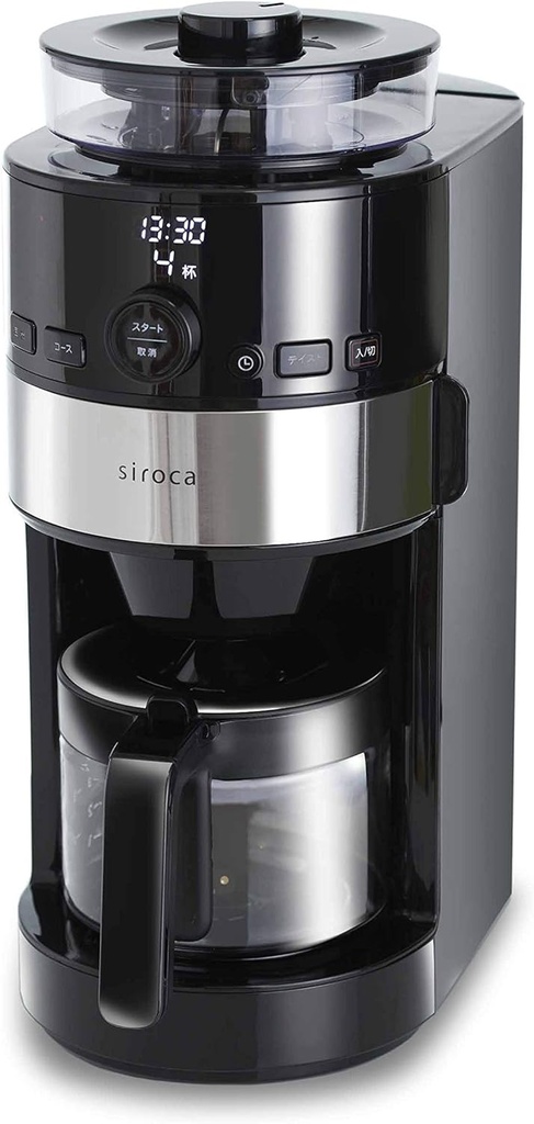siroca Full Automatic Coffee Maker SC-C111-K-SS (Black & Stainless Steel Silver)【Japan Domestic genuine products】