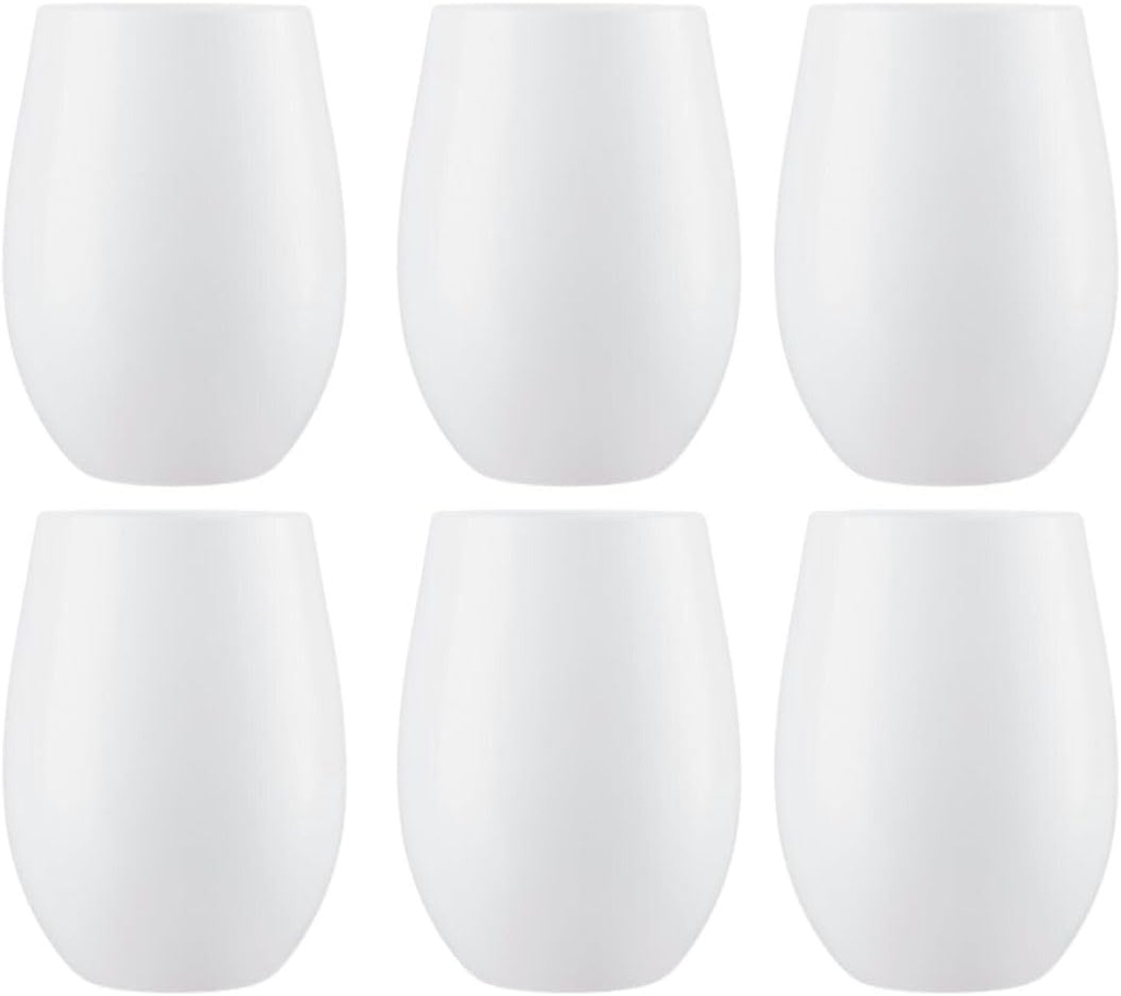 Decorline Elegant Black Stemless Plastic Wine Goblets - 16 oz (Set of 6), Stylish & Party-Ready Glassware, Perfect for Celebrations & Chic Gatherings