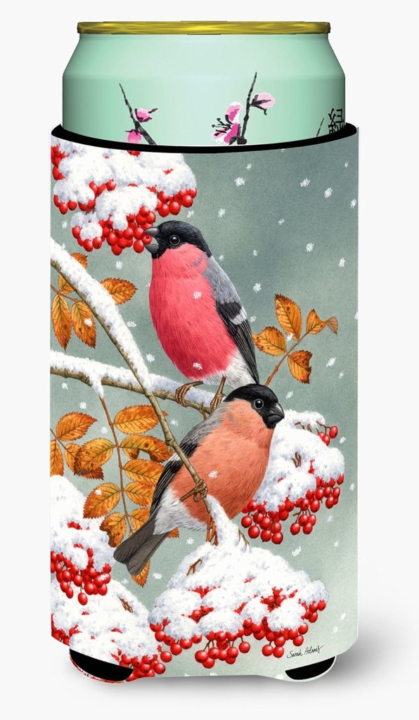 Caroline's Treasures ASA2063TBC Eurasian Bullfinches Tall Boy Hugger Can Cooler Sleeve Hugger Machine Washable Drink Sleeve Hugger Collapsible Insulator Beverage Insulated Holder