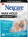 Nexcare Max Hold Waterproof Bandages, Stays On for 48 Hours, Flexible Bandages for Fingers, Knees and Heels - 40 Pack Clear Waterproof Bandages