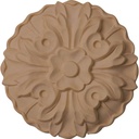 Ekena Millwork ROS03X03KERW Kent Floral Round Rosette, 3 5/8" W x 3 5/8" H x 5/8" P, Rubberwood