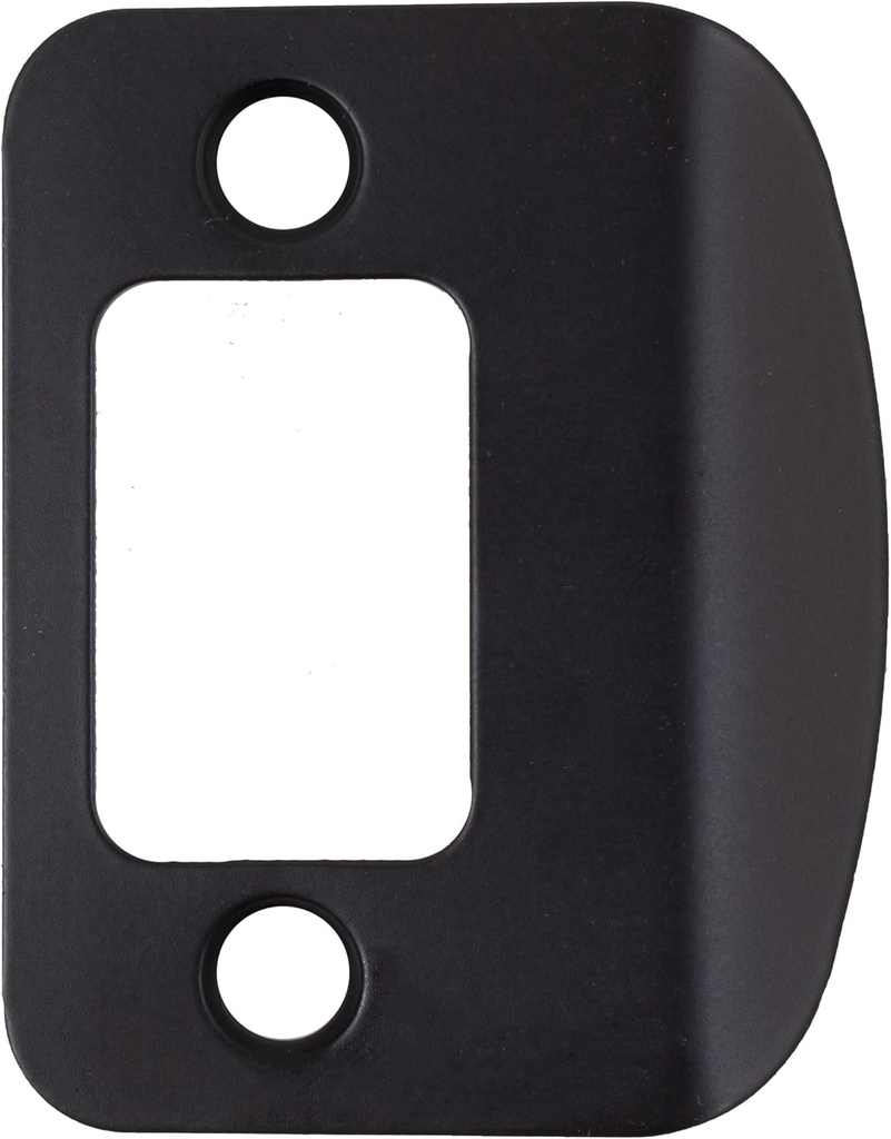Stone Harbor Hardware Full Lip Round Corner Deadbolt Strike Plate, 2-1/4 Inches, 1-5/8" Center-to-Center, Matte Black