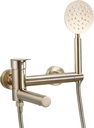 Swivel Bathtub Faucet Wall Mount Tub Filler Faucet Brass Bath Mixer Tap Single Handle 2 Holes Bathtub Tap with Handheld Shower Tub Shower Faucet, Brushed Gold