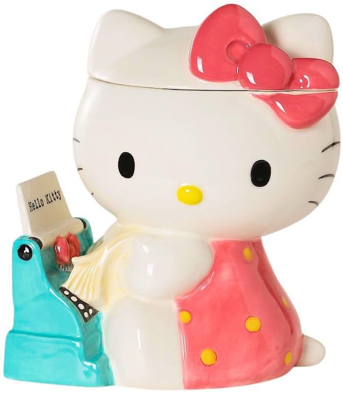 Hello Kitty Retro Typewriter Cookie Jar, 7.25"L x 5.25"W x 8"H created by Blue Sky Clayworks
