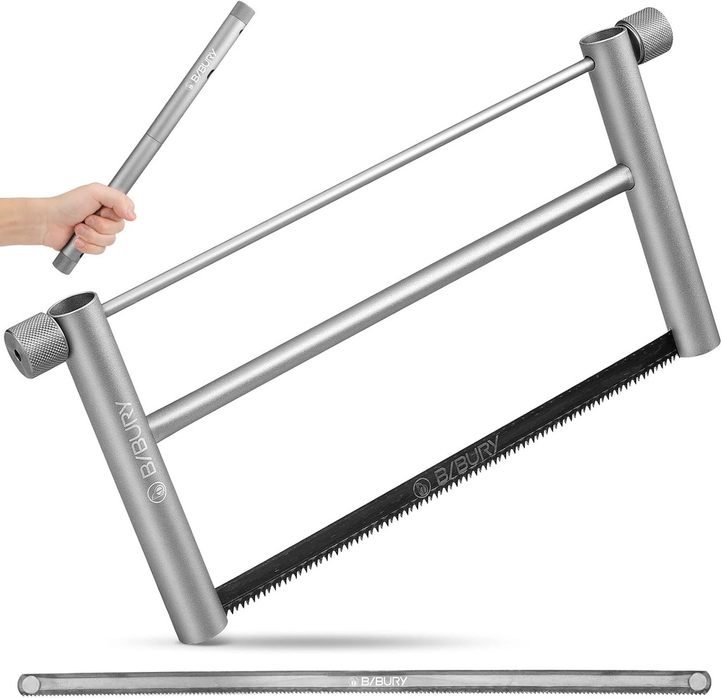 BIBURY Folding Hand Saw Outdoor Survival Tools, Portable Folding Wood Saw with 2pcs Replaceable 12.4” Blade & Buckle Cloth Bag, Aluminium Alloy Camping Pruning Tree Hand Saw for Gardening