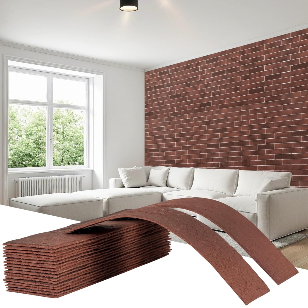 Thin Brick Veneer, 8.5" x 2.3“ Faux Brick, Wall Tile for Bedroom, Bathroom, Kitchen,Interior and Exterior Wall, Supplied by Jevie (100pcs, RED)