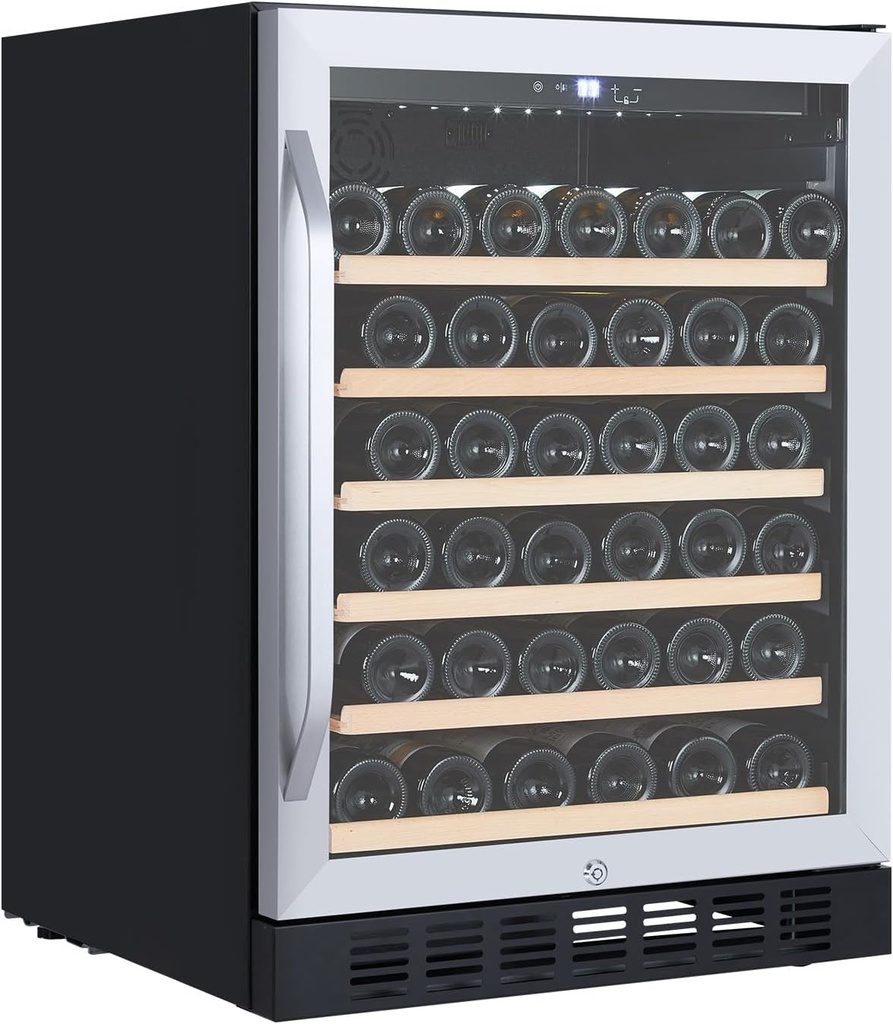 24 in Wine Cooler Refrigerator - 46 Bottle Capacity, Stable Temperature Control, Digital Control Panel, Stainless Steel & Tempered Glass, Safety Lock
