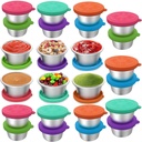 24 Pack Salad Dressing Container To Go 2.4oz Small Condiment Containers with Leakproof Silicone Lids Reusable Stainless Steel Sauce Cups for Office Lunch Bento Box Picnic Meal Prep Travel Party
