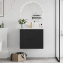 Pipleo 24" Bathroom Vanity Cabinet with Sink and Faucet, Wall Mounted Floating Bathroom Vanity with 2 Big Drawer and Metal Handles (Black, 24")