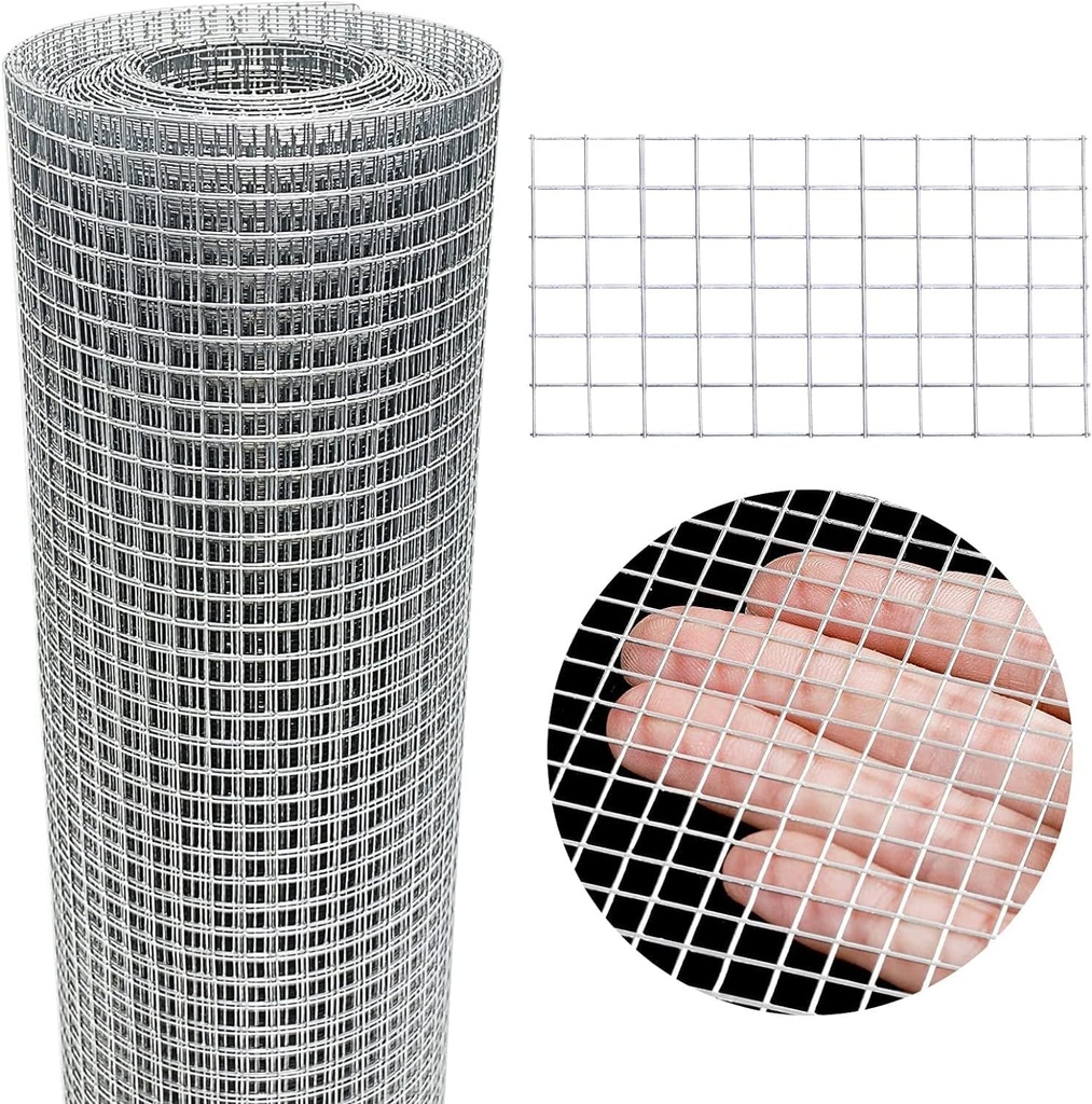 Hardware Cloth 4'' x 30' 1/4 in Galvanized Wire Mesh Roll (23 GA) Chicken Wire Fence Roll for Chicken Pen/coop Fences, Screen mesh, Rabbit/Snake Fences, Poultry enclosures, Handicraft Making, etc.