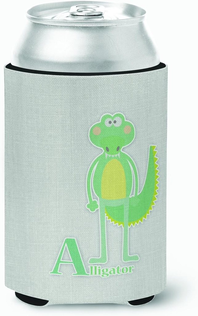 Caroline's Treasures BB5726CC Alphabet A for Alligator Can or Bottle Hugger Cooler Washable Drink Sleeve Collapsible Beverage Insulated Holder, Can Hugger, Multicolor