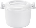 Microwave Rice Cooker Steamer, Round Microwave Food Container for Vegetables, Safe as Mixing and Serving Bowls, Micro Rice Pasta Cooker - Dishwasher Safe | 1.8 Liter/7.5 Cup