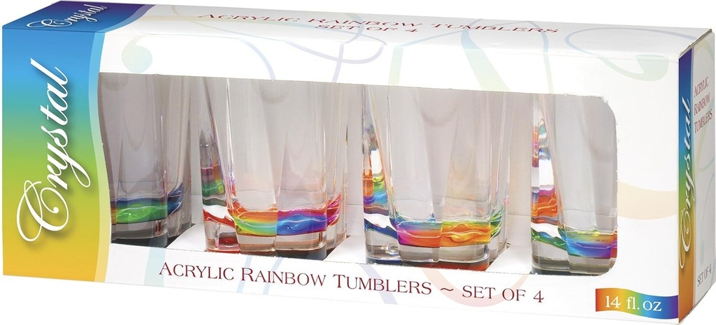 Merritt International Acrylic Drinkware Gift Sets Rainbow Crystal Tumbler, 14-Ounce
