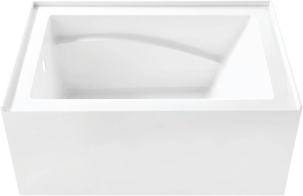 Aqua Eden VTAM4832L22D 48-Inch Anti-Skid Acrylic 3-Wall Alcove Tub with Left Hand Drain, Glossy White