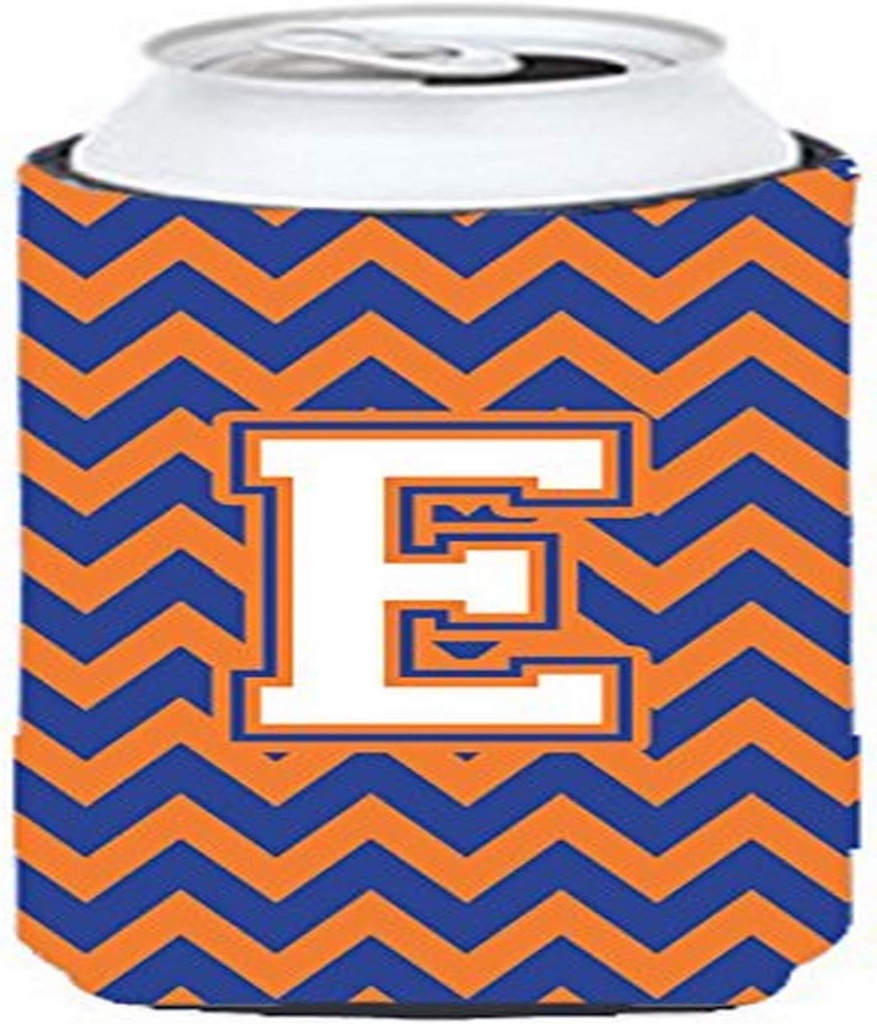 Caroline's Treasures CJ1060-ETBC Letter E Chevron Blue and Orange #3 Tall Boy Hugger Can Cooler Sleeve Hugger Machine Washable Drink Sleeve Hugger Collapsible Insulator Beverage Insulated Holder