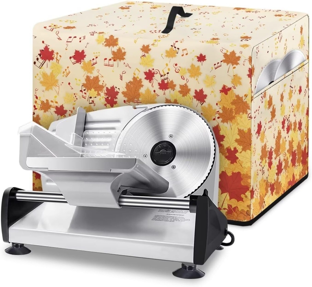 Maple Leaf Music Home Use Meat Slicer Machine Cover Dustproof Food Slicers Bread Slicer Protector with Pockets to Store Stainless Steel Blade for Kitchen Decor