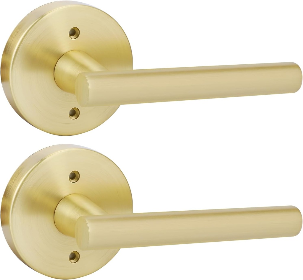 Haidms 2 Pieces Gold Dummy Door Handles, No-Turning Dummy Door Levers, Inactive Half Door Handle, Decorative Gold Door Handle for Closet