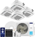 DELLA 42,000 BTU 4 Zone (12K+12K+12K+12K) Ceiling Cassette Mini Split AC, Ultra Heat -13℉, 8-way 360° Airflow, Covers 2200 Sq.Ft,Energy Star,22 SEER2 230V,Alexa Control,Pre-Charged Heat Pump,25ft Kit