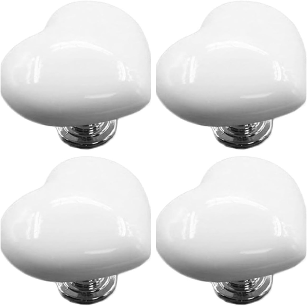 4PCS White Love Heart Shaped Toilet Tank Button, Colorful Love Toilet Button, Toilet Push Button Flush Replacement, Toilet Replacement Parts，Portable Accessory Handle Toilet Press Tool Bath Fixtures