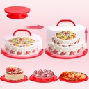 Bundt Cake Carrier, 13.5"Red Cake Carrier with Lid Handle Turntable and Cupcake Holder, Portable Cake Transport Container, Perfect Gifts for Transporting Cakes, Pies, Cupcakes, Nuts, Fruits