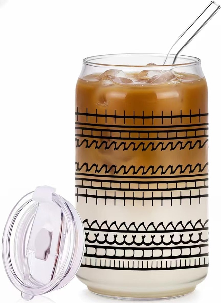 Physkoa Funny Hidden Message Glass Cup – 16oz Can Glass with Lid & Straw, Hilarious Christmas White Elephant Gift for Coffee Lovers, Coworkers, Men & Women