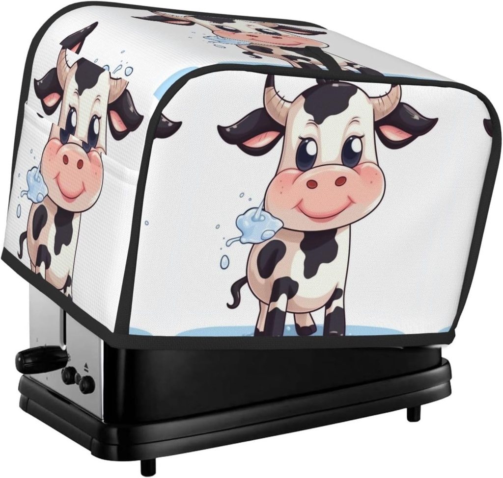 Cartoon Milk Cow Toaster Cover 2 Slice, Two Slice Bread Machine Covers Quilted Toaster Dust Cover Bread Maker Cover Universal Size Kitchen Small Appliance Cover With Top Handle