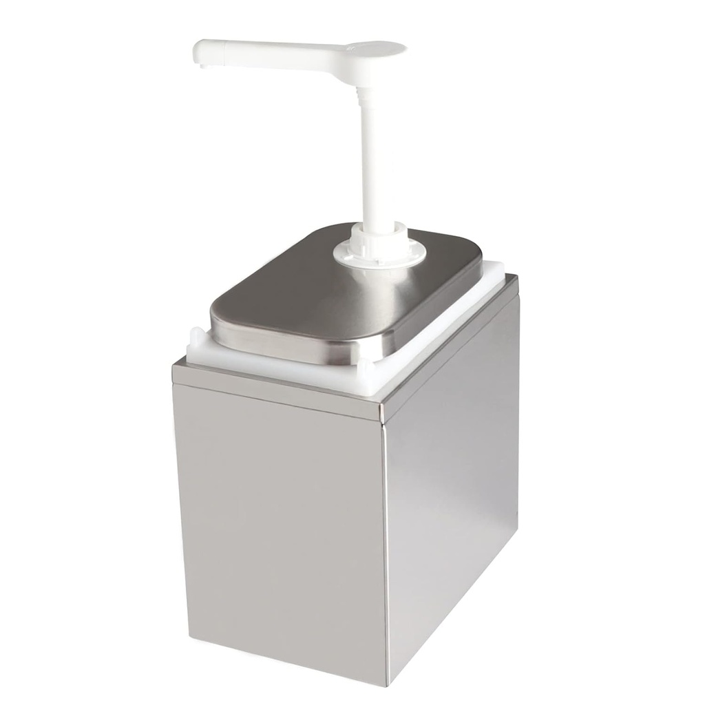 2.1QT Sauce Dispenser with Pump,Commercial Pump Station Stainless Steel Dispenser for Hot Chocolate, Hot Fudge, Ketchup, Condiment,Caramel, Condiment, Mustard, Mayonnaise