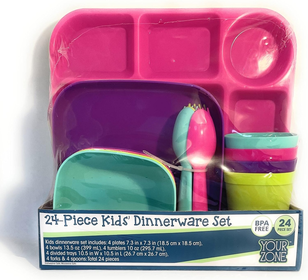 24-Piece Kids"Dinnerware Set (Multicolor, Tableware)