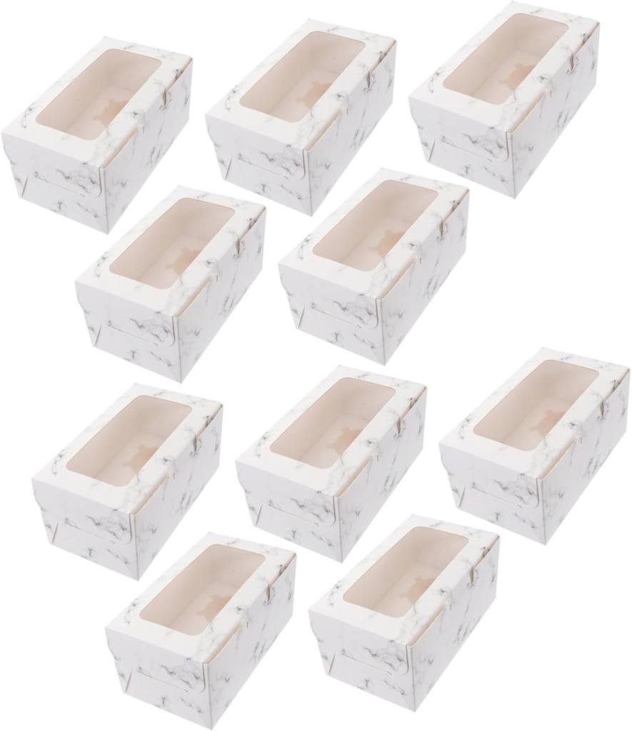 IMIKEYA 10pcs Marble Cupcake Box Window Food-grade Paper Baking Container for and Muffins for Parties Weddings and Bakeries