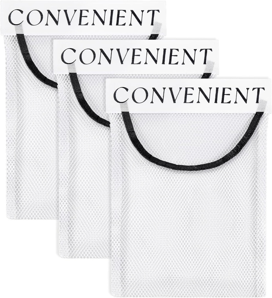 3Pcs Plastic Trash Bag Holder Dispenser, Sticky Wall Mount Mesh Garbage Bag Holder Reusable Convenient Storage Organizer for Home Kitchen