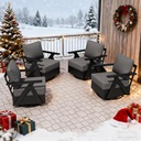 EAGLE PEAK Urban Slate Modern Swivel Rocker Patio Chair Set of 4 Outdoor Lounge Chairs, Weather Resistant Cushions Rust Resistant Frame for Backyard Deck Porch, Black/Gray