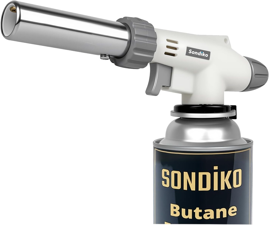 Sondiko Dual Flame Mode Butane Torch Lighter Head, Professional Grilling Tool with Adjustable Flame, Reverse Use for BBQ, Soldering, Charcoal&Campfire Torch Lighter(Fuel Not Included)