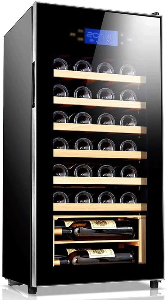 Solid Wood ShelfWine Cabinet- 32 Bottle Thermoelectric Red and White Wine Cooler/Chiller Counter Top Wine Cellar with Digital Temperature Display