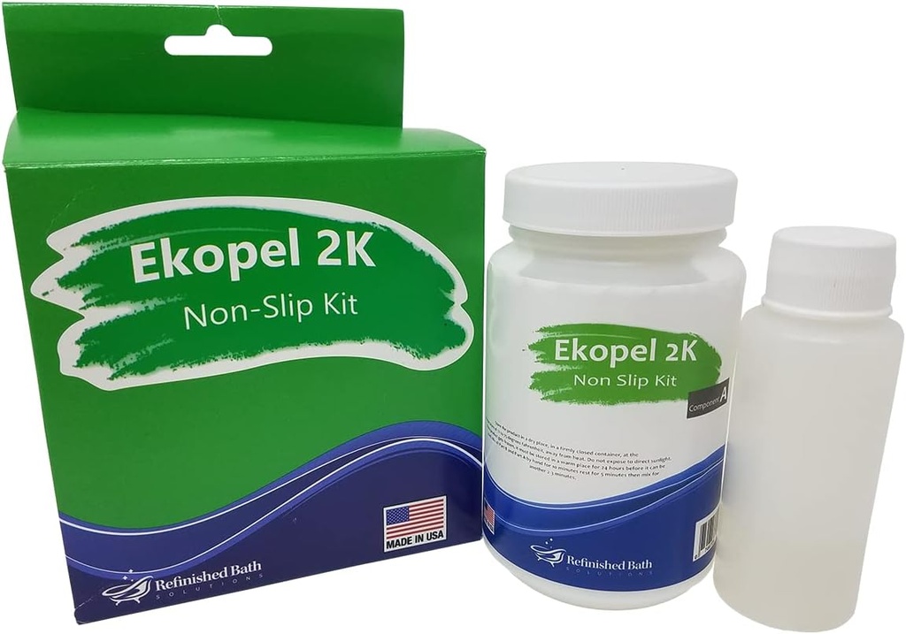Ekopel 2K Roll On Tub Cast Nonslip Kit – Ultra Durable White Gloss Finish - Odorless Tub Paint Kit – Long-Lasting Never Peel DIY Reglazing Bathtub Paint – Made in USA – Bright Gloss White