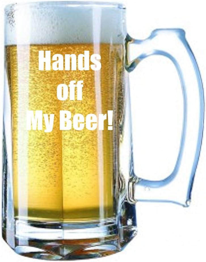 Giant Beer Mug 28 Ounces Personalized Beer Stein - "Hands off my beer!"