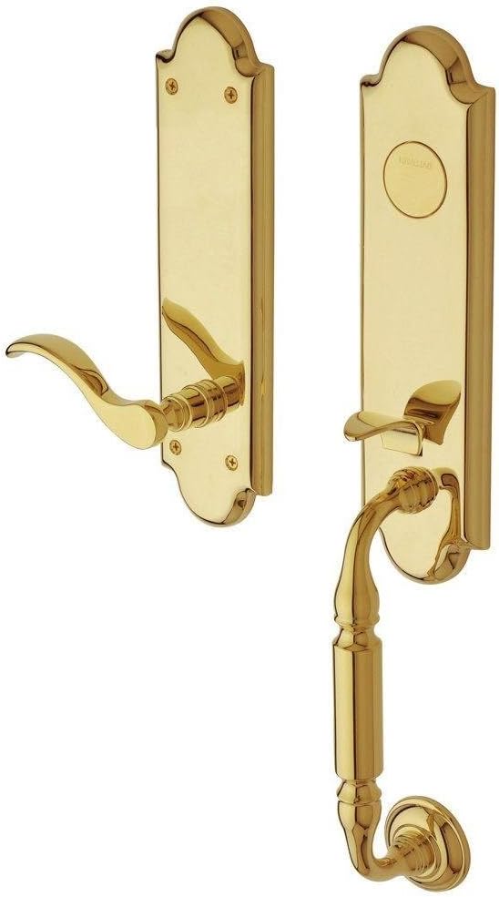 Baldwin - Manchester Polished Brass Right-Handed Full-Dummy Handleset with Wave Lever -