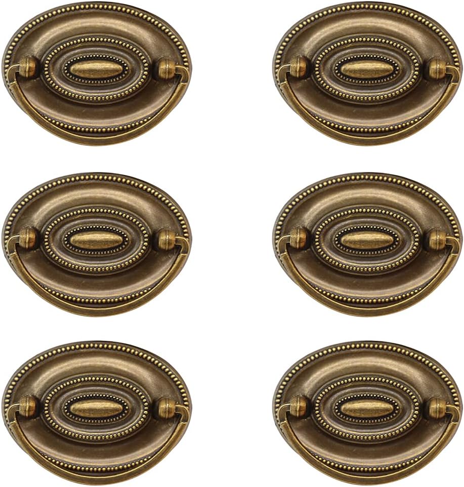 Ring Pull Cabinet Pulls Drawer Handle Pulls for Dresser Cupboard Wardrobe Home Bedroom Kitchen Hardware Decoration 6 Pieces (Bronze)