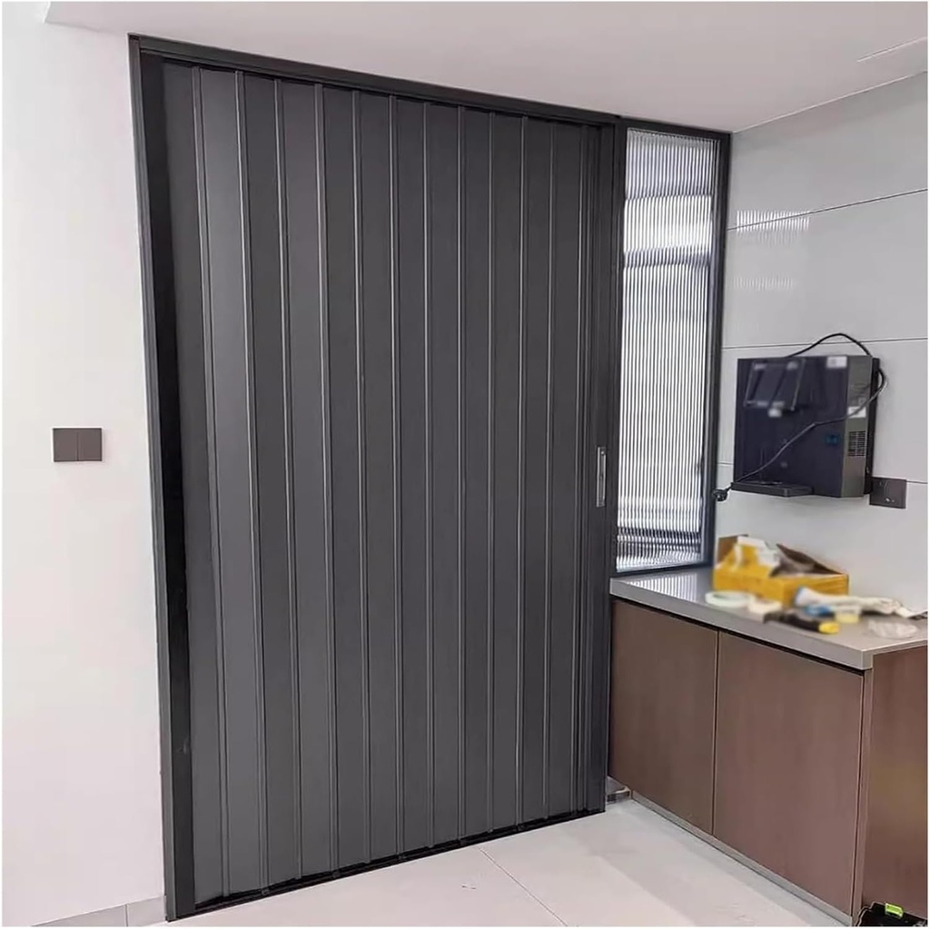 80 in Kitchen Bathroom Office Privacy Gate, Bi-fold Telescopic Folding Doors with Lock & Key, Aluminum Alloy Customizable Internal Accordion Folding Door(28.3x80 in/72x203cm)